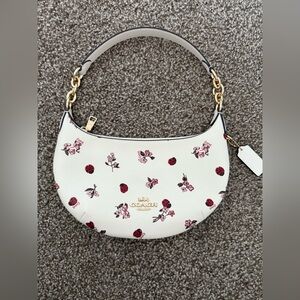 Coach Ivory Bag with Red Floral Design